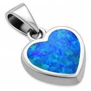 Synthetic Opal Heart Silver Pendant, p502